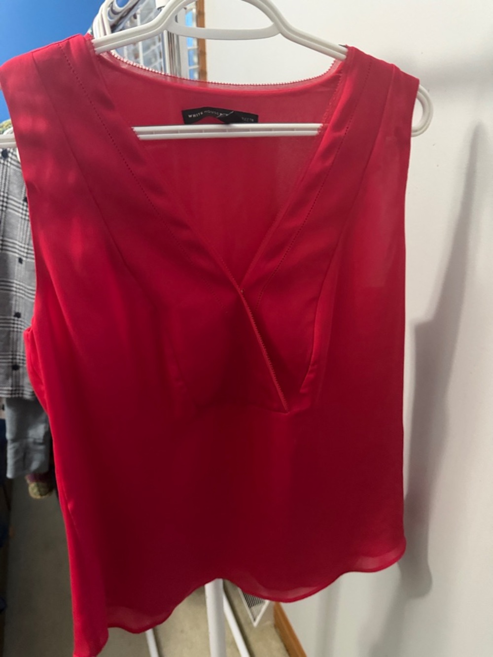 White House Black Market Red V-Neck Sleeveless Camisole